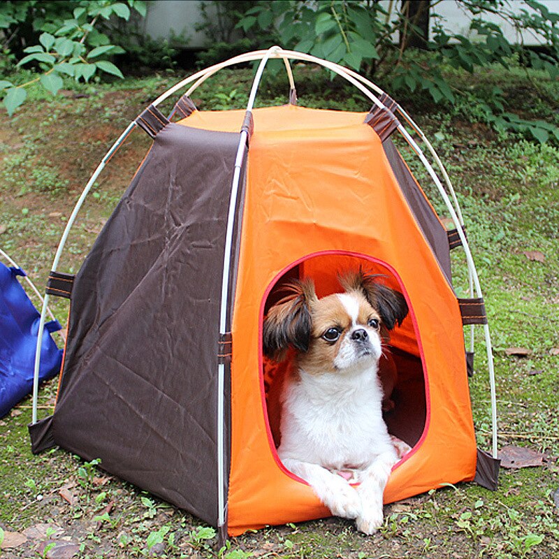 Camping / Beach Indoor Outdoor Pet Tent Small Dog Cat House Sunscreen Portable Foldable Puppy Kennel Cat Nest Dog Sleeping Bed