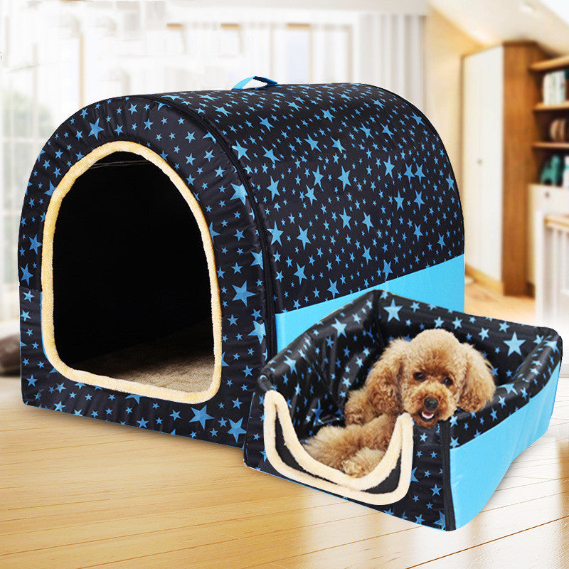 Pet Big Dog House Fully Removable And Washable Portable Dog House Golden Retriever Kennel