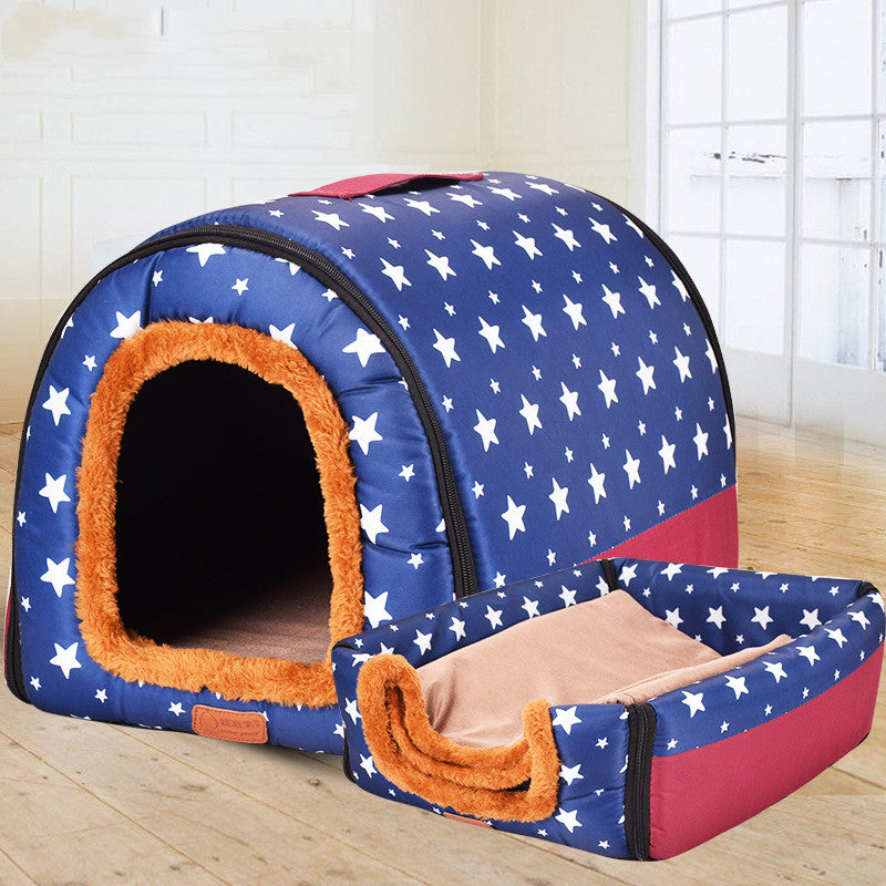 Pet Big Dog House Fully Removable And Washable Portable Dog House Golden Retriever Kennel